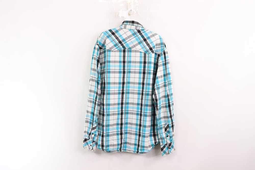 Bke BKE Buckle Plaid Pearl Snap Button Western Sh… - image 5