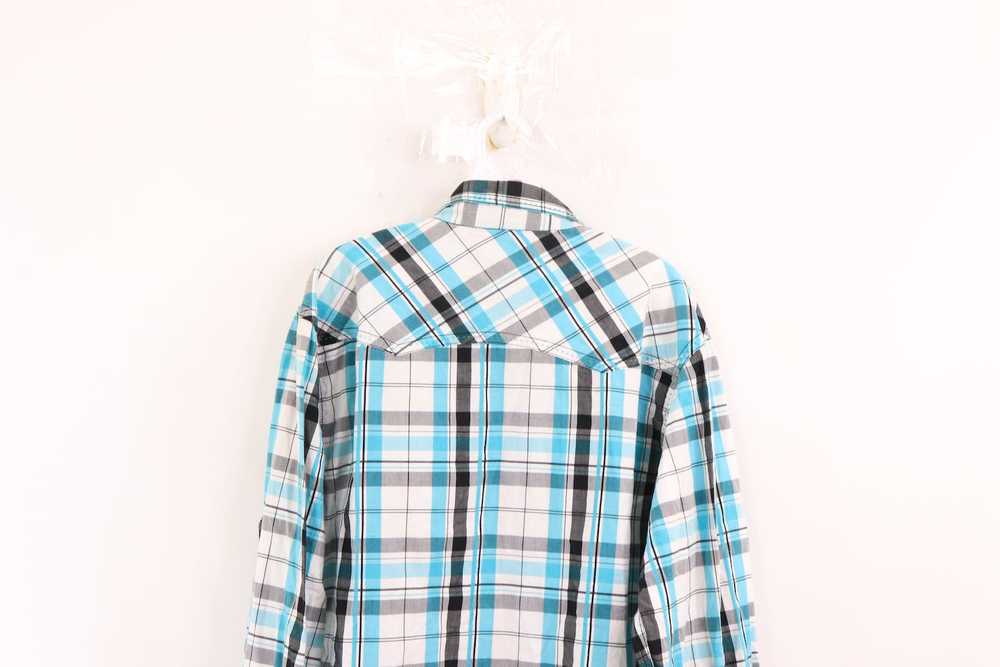 Bke BKE Buckle Plaid Pearl Snap Button Western Sh… - image 6