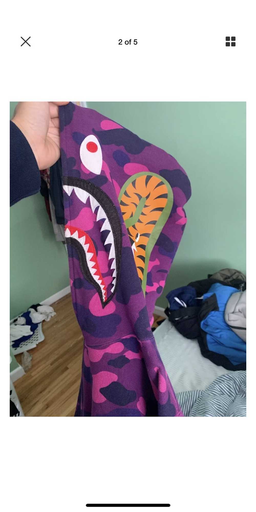 Bape Bape Shark purple camp pullover - image 3