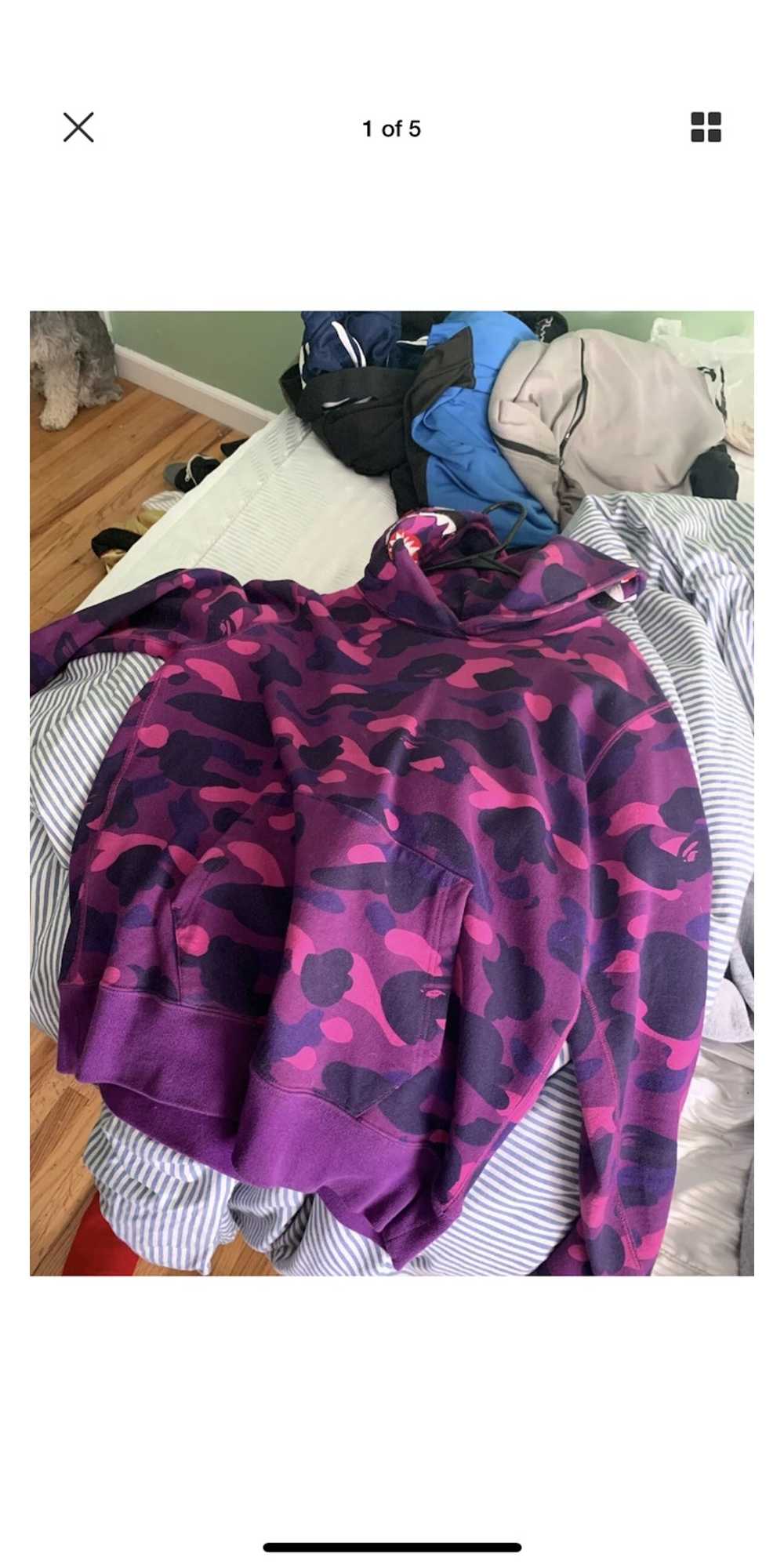 Bape Bape Shark purple camp pullover - image 4