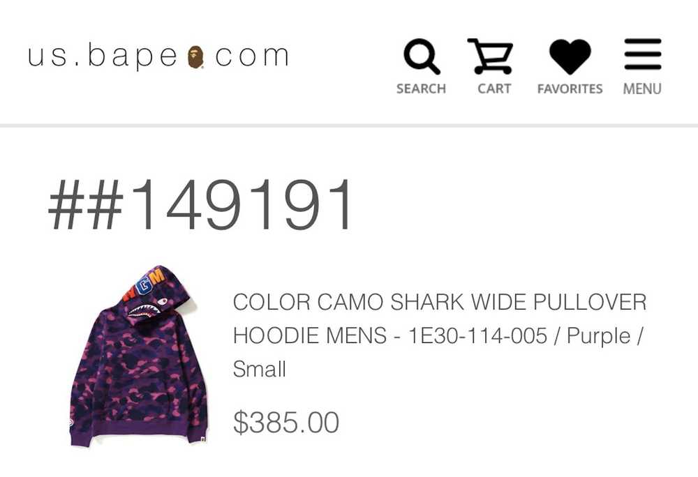 Bape Bape Shark purple camp pullover - image 5