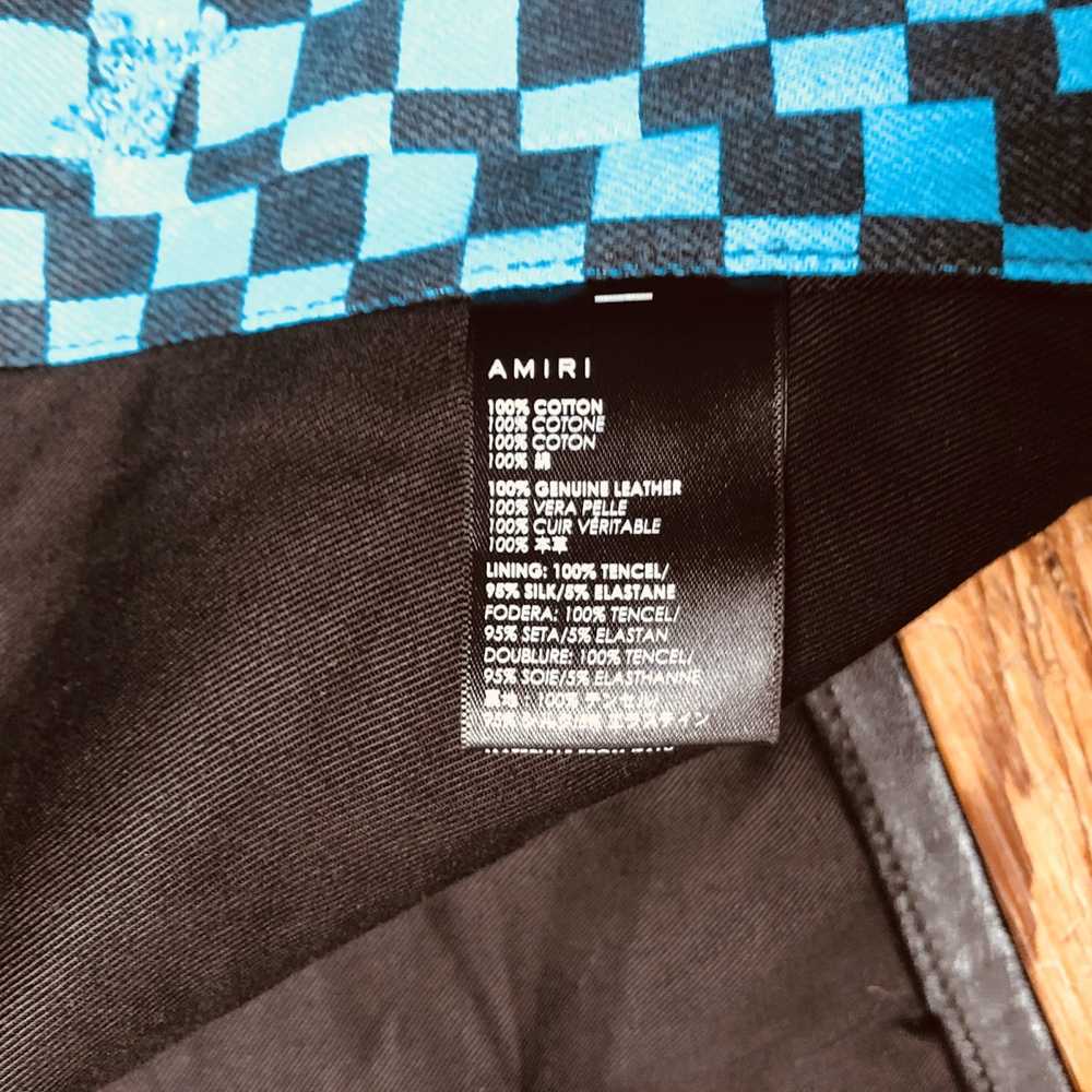 Amiri Amiri Blue checkered biker jacket - image 6