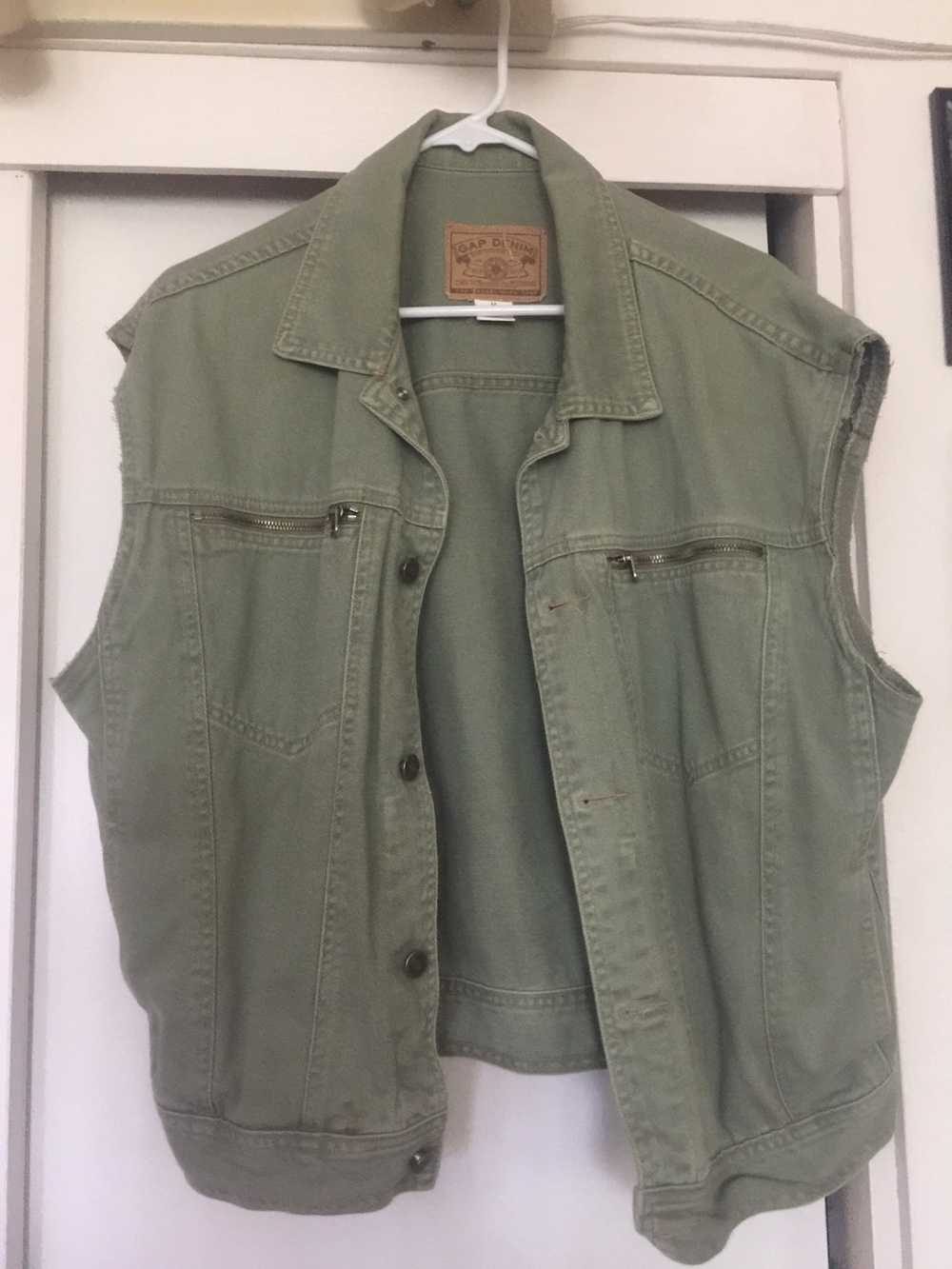 Gap Vintage Gap Sleeveless Denim Jacket Green - image 1