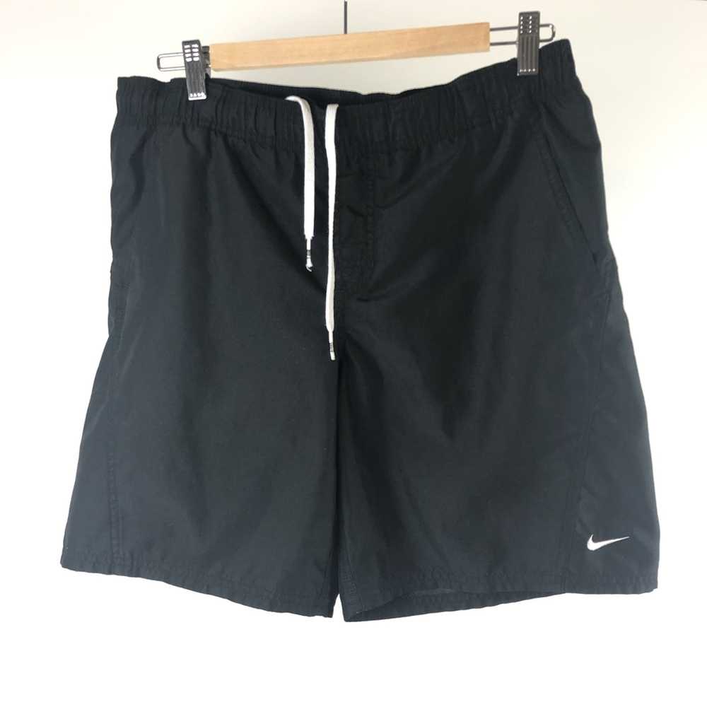 Nike × Vintage Nike Swim Shorts Black White Swoos… - image 1