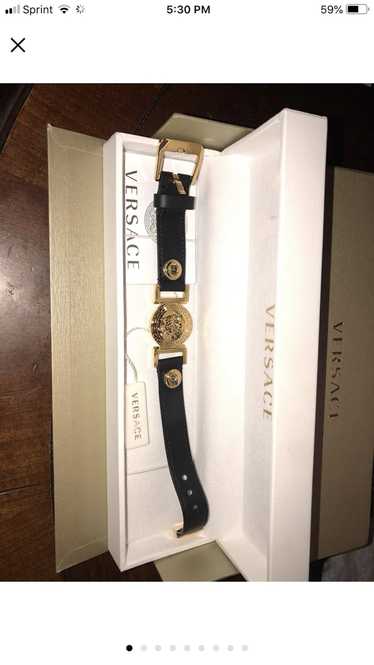 Versace VERSACE Black Leather Medusa Bracelet