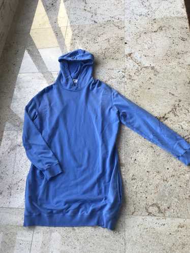 MSGM Long Blue Hoodie With Light Distressment