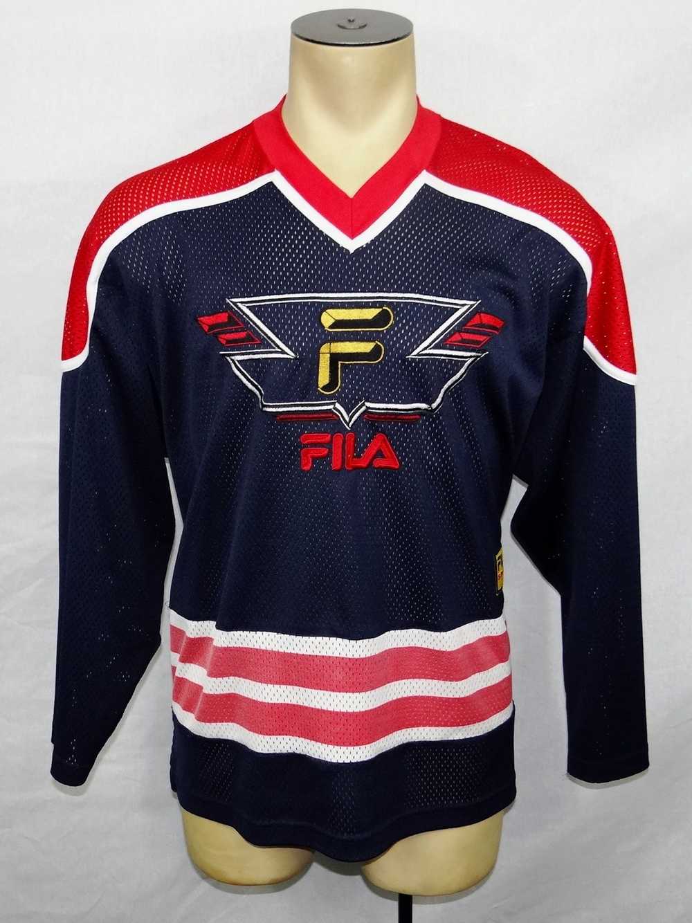 Fila × Jersey × Vintage Vtg FILA Sport navy blue … - image 1