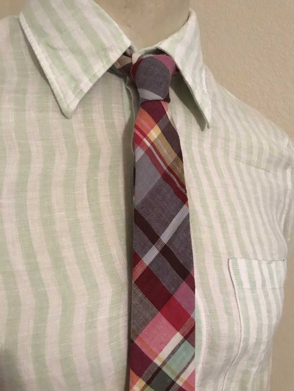 Uniqlo Cotton/Linen Skinny Plaid Tie - image 1