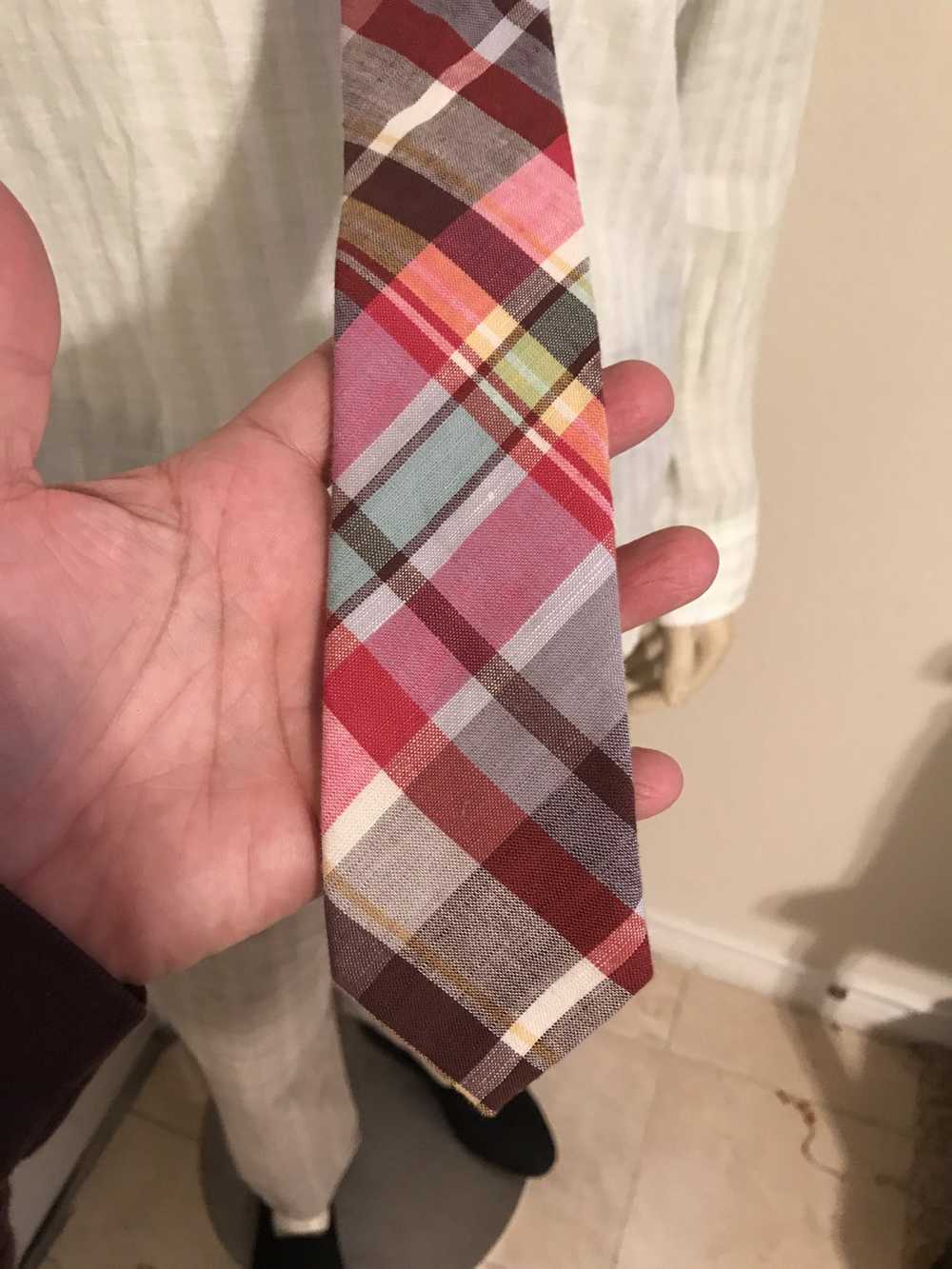 Uniqlo Cotton/Linen Skinny Plaid Tie - image 3