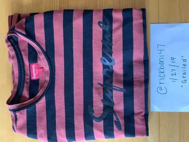 Supreme Striped Cursive L/S Tee - image 1