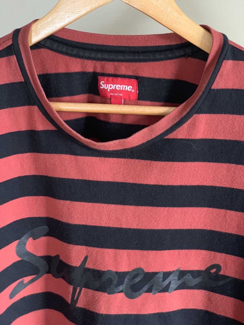 Supreme Striped Cursive L/S Tee - image 4