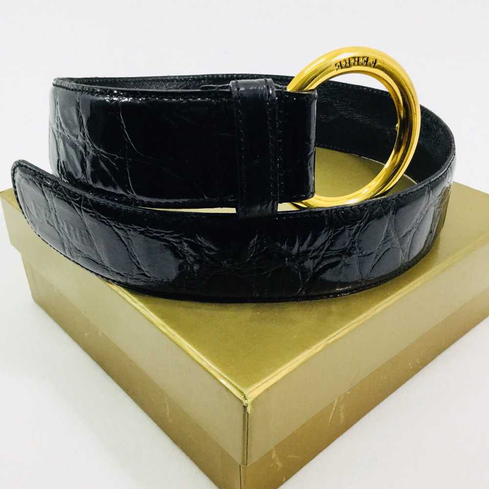 Gianfranco Ferre GFF Black Leather Belt Sz 66 Mad… - image 6