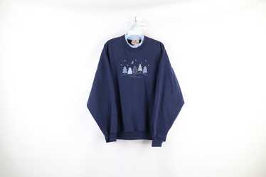 Navy Blue Silver Bling Christmas Tree Sweatshirt Woman Size 2X Preowned  Vintage 