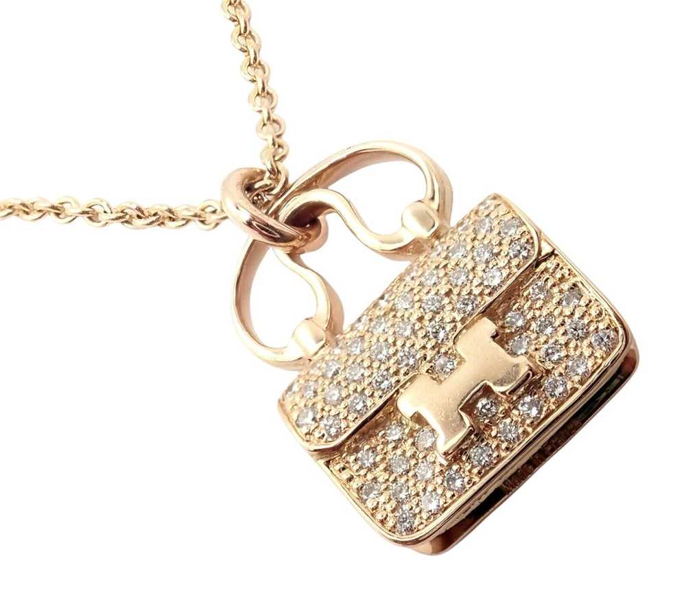 Hermes 18k Rose Gold Diamond Constance Amulette P… - image 1