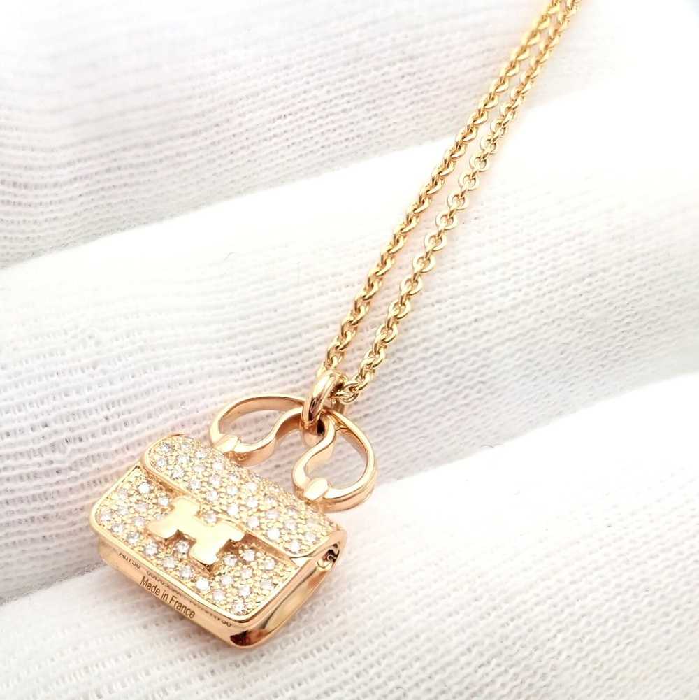 Hermes 18k Rose Gold Diamond Constance Amulette P… - image 7