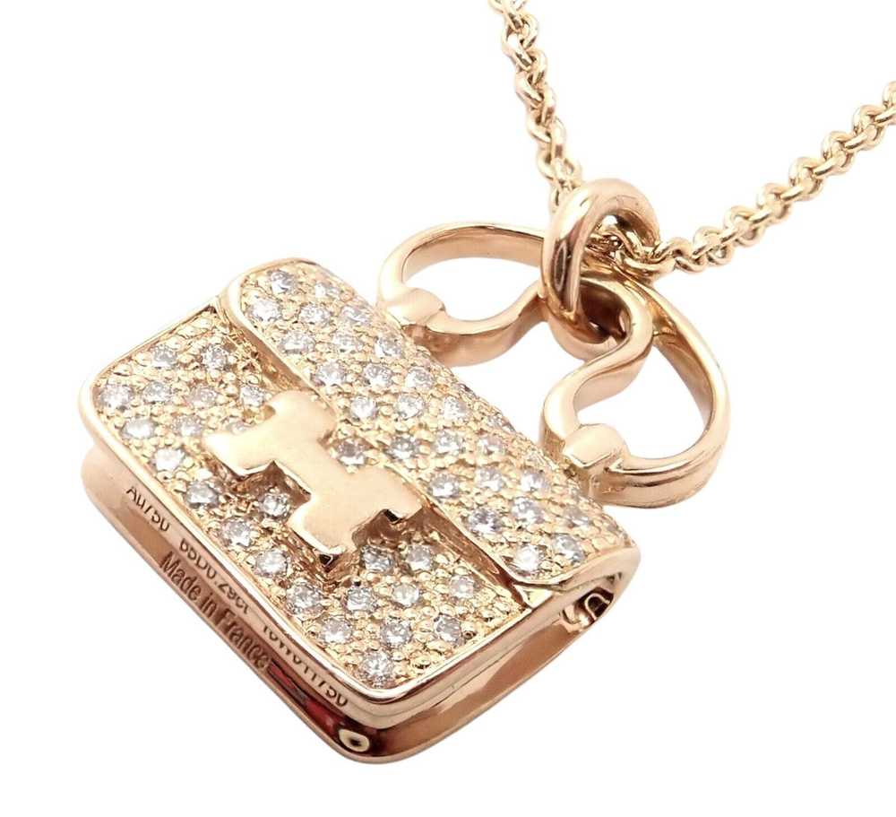 Hermes 18k Rose Gold Diamond Constance Amulette P… - image 8