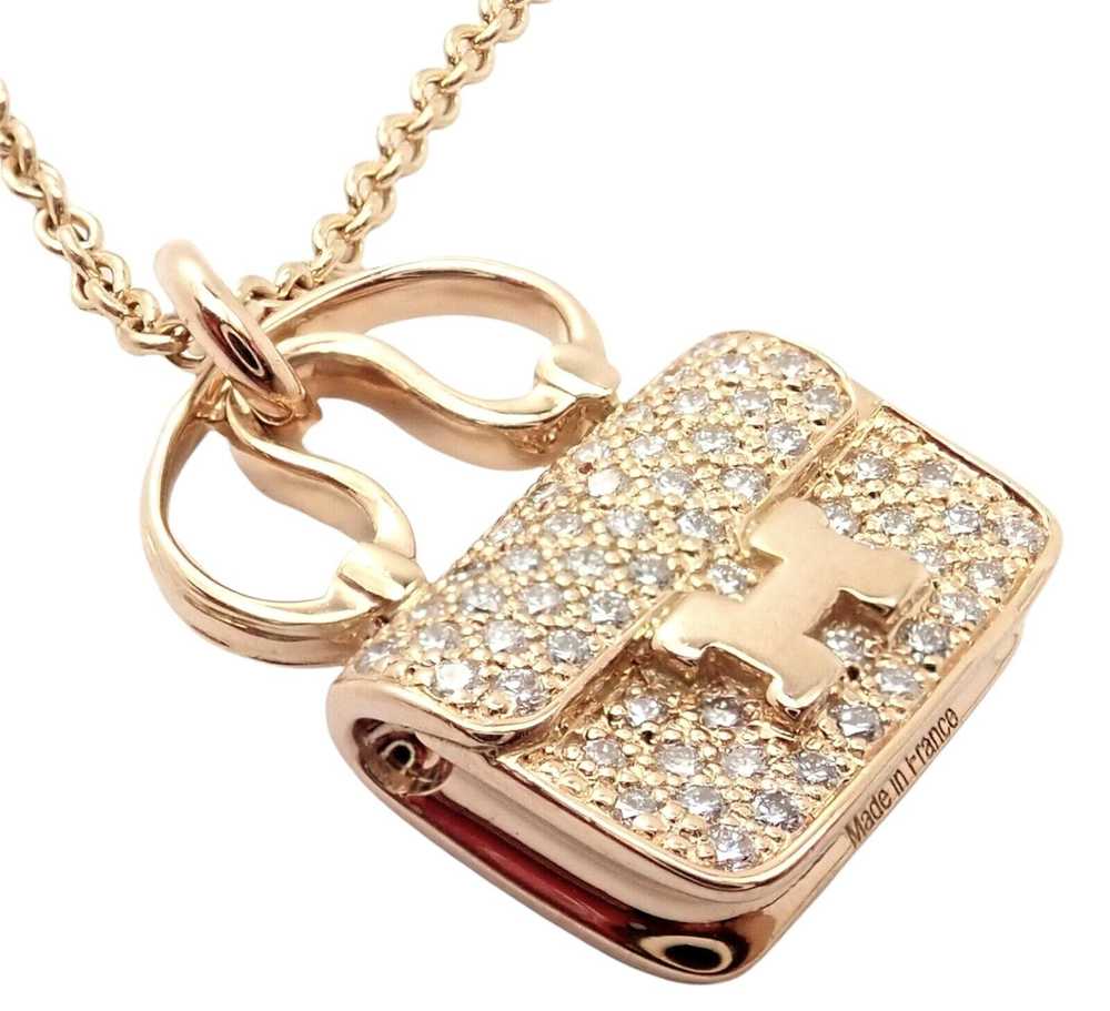 Hermes 18k Rose Gold Diamond Constance Amulette P… - image 9