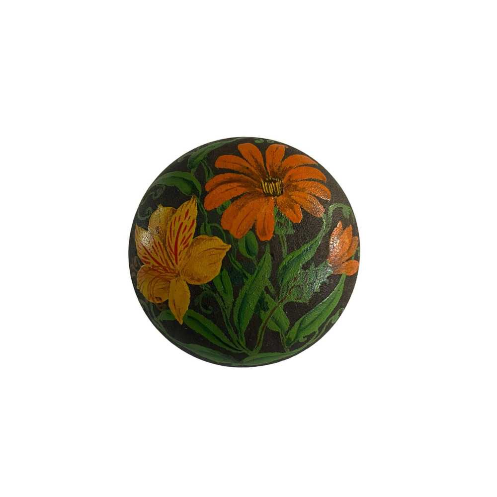 Handmade Hand-Painted Wood Floral Brooch and Red … - image 2