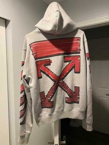 Off-White White and Red Slim Marker Hoodie Off-White