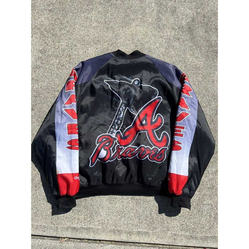 VINTAGE DEADSTOCK ATLANTA BRAVES CHALK LINE SATIN JACKET medium double  sided