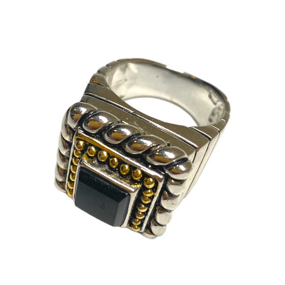 Vintage Vintage Chunky Silver Gold Ornate Ring Si… - image 3