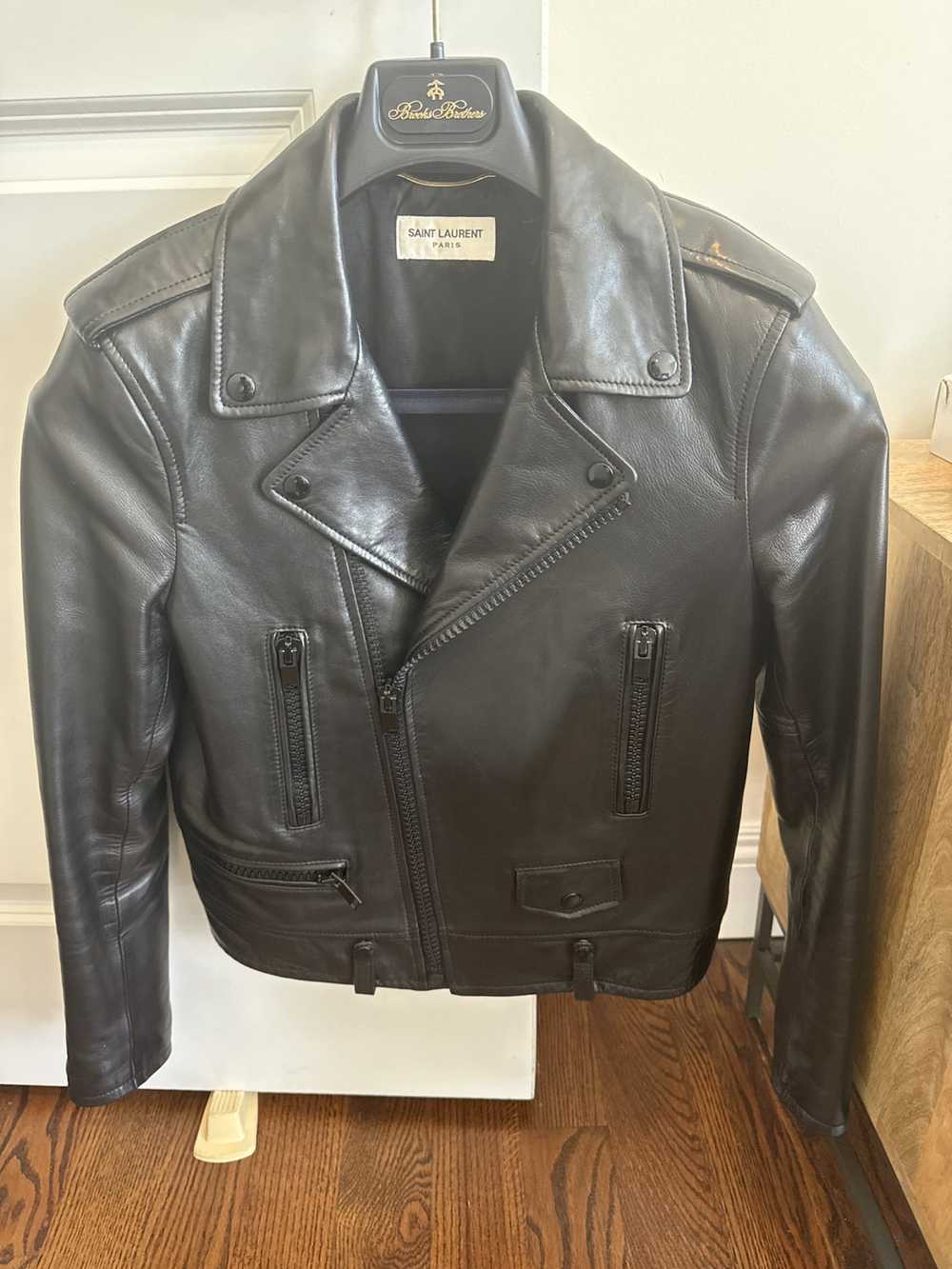Saint Laurent Paris Black Leather Moto Jacket - image 1