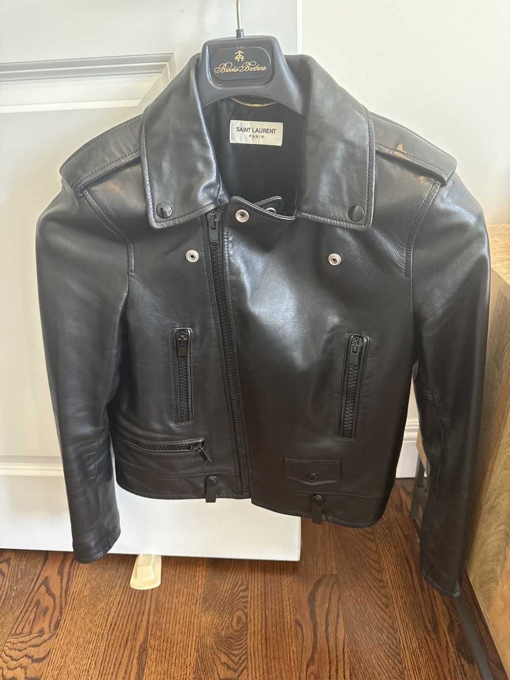 Saint Laurent Paris Black Leather Moto Jacket - image 6