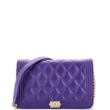 CHANEL Boy Long Wallet Quilted Purple Lambskin Clutch - Chelsea Vintage  Couture