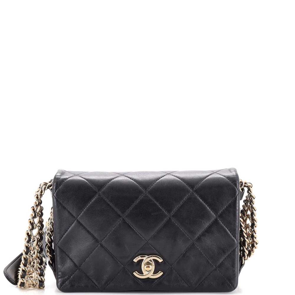 CHANEL Chain Rows Flap Bag Quilted Lambskin Small - image 1