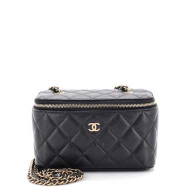 CHANEL, Bags, Chanel Lambskin Quilted Small Top Handle Vanity Case With  Chain Black