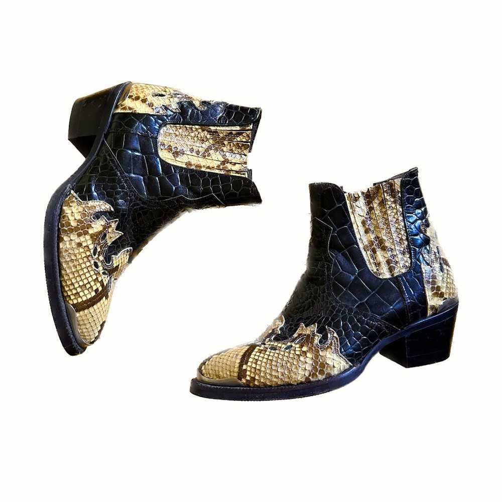 Designer Faux snake skin custom booties - image 1