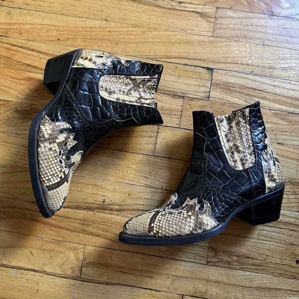 Designer Faux snake skin custom booties - image 2