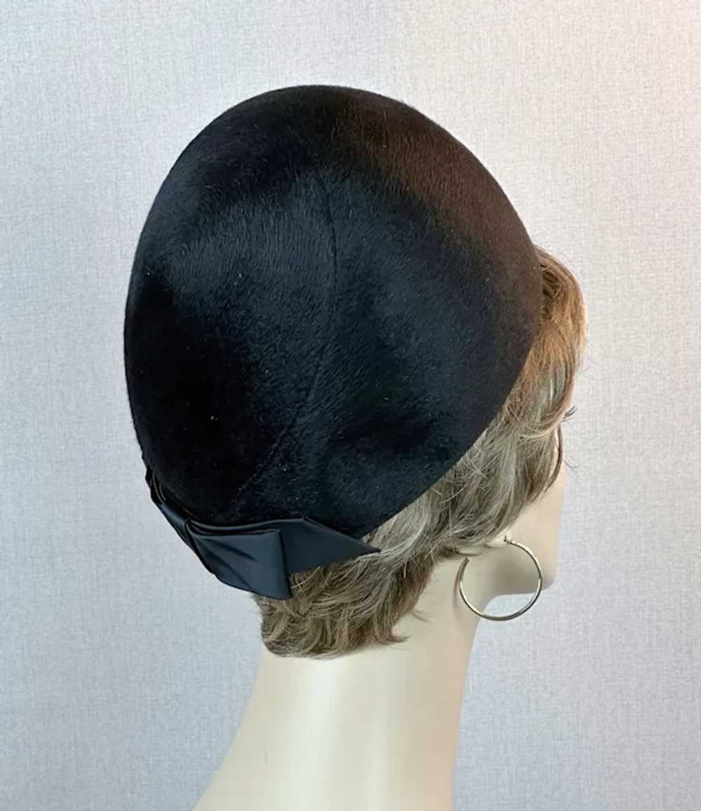 60s Black Fur Felt Bubble Crown Hat - image 3