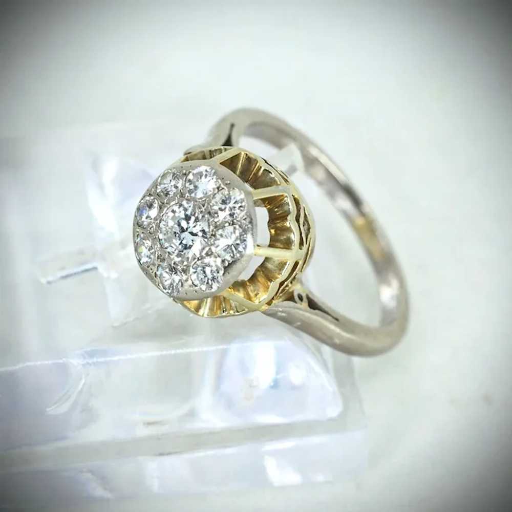 Diamond ring in 18K solid gold, French stamped bi… - image 10