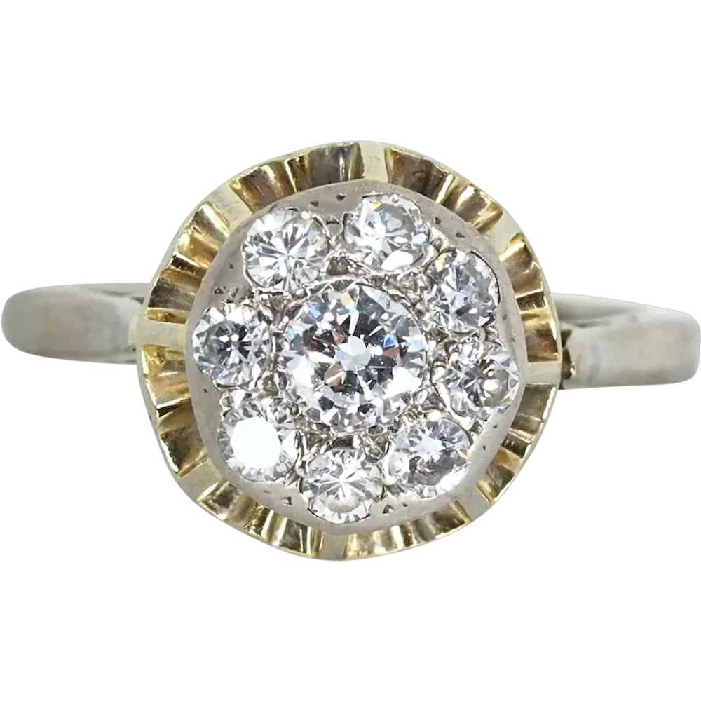 Diamond ring in 18K solid gold, French stamped bi… - image 1