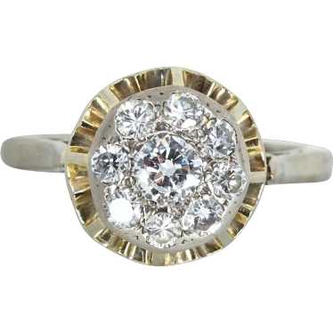 Diamond ring in 18K solid gold, French stamped bi… - image 1