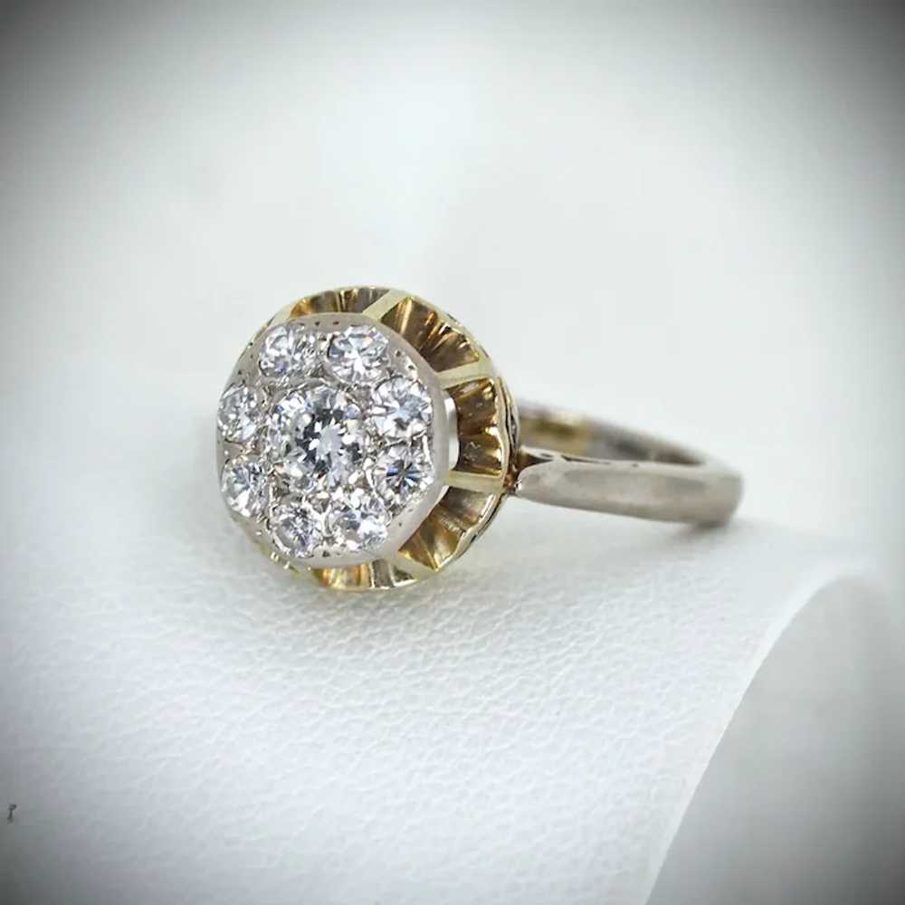 Diamond ring in 18K solid gold, French stamped bi… - image 2