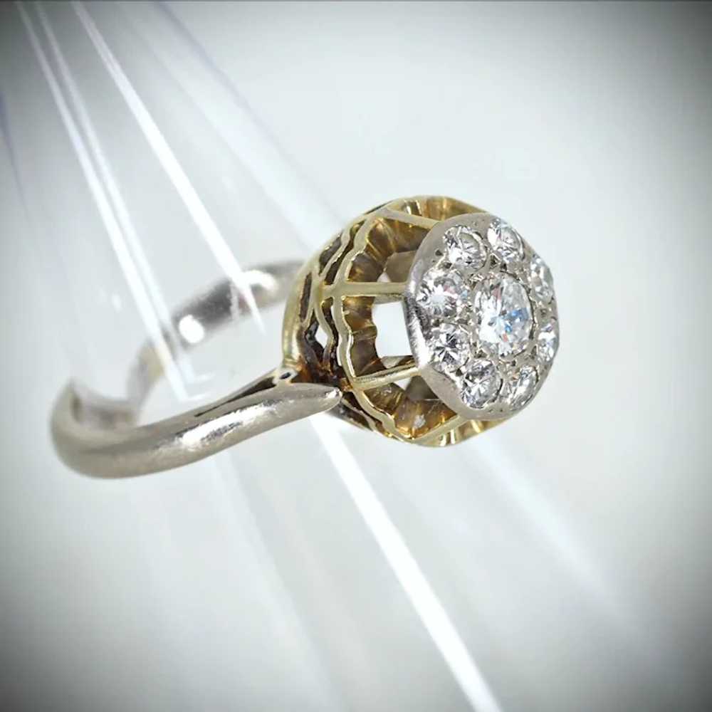 Diamond ring in 18K solid gold, French stamped bi… - image 4