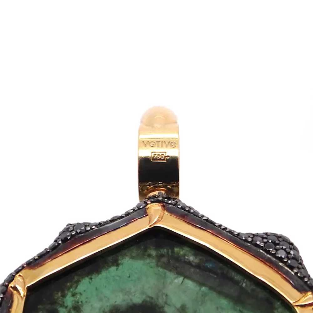 18K Gold Mirror-Mirror Pendant with Emeralds, Sap… - image 4
