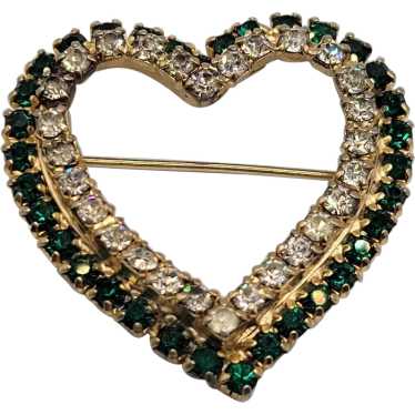 Signed Joseph Warner Dimensional Rhinestone Heart… - image 1