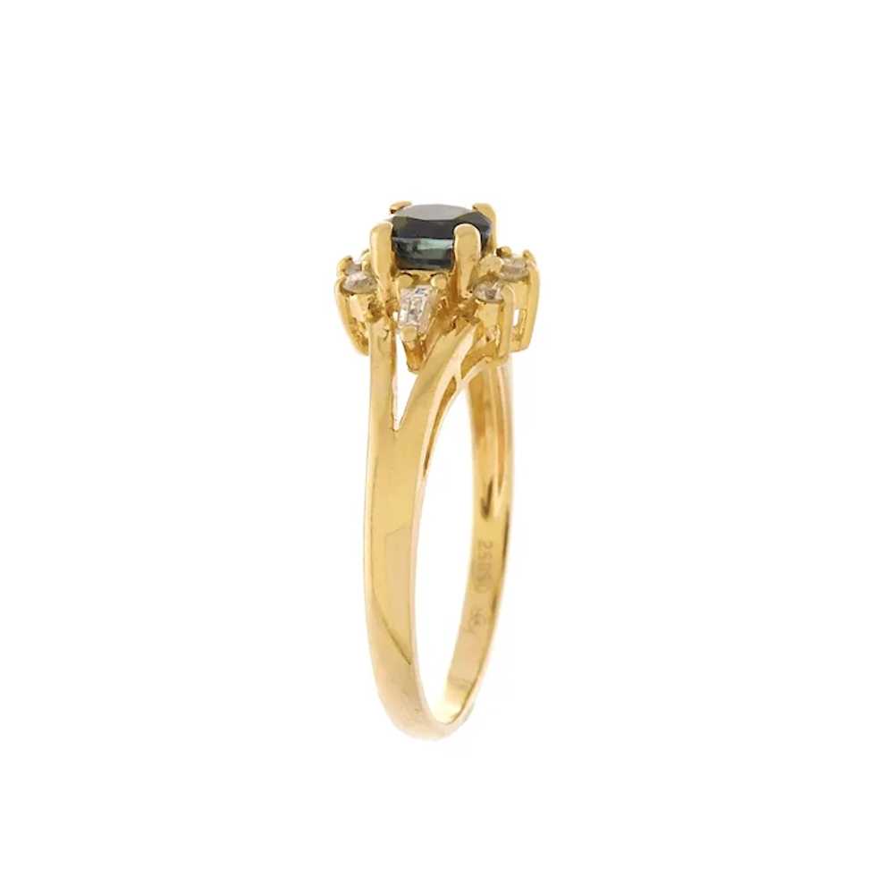 Vintage Natural Sapphire & Diamond Ring in 14k Ye… - image 2