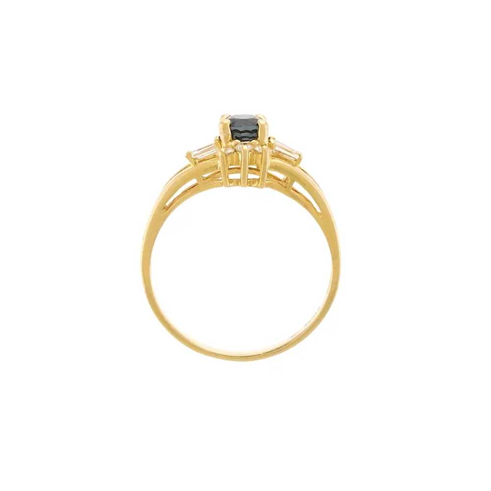 Vintage Natural Sapphire & Diamond Ring in 14k Ye… - image 3