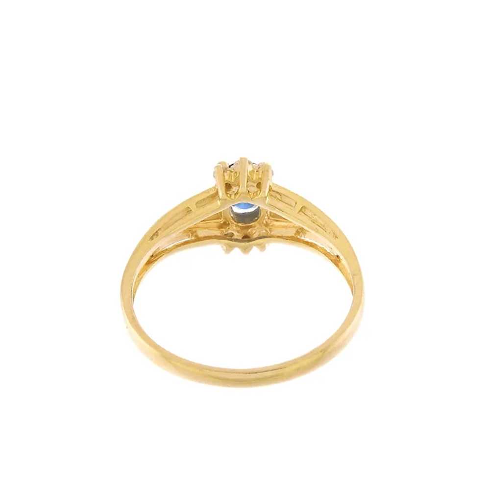 Vintage Natural Sapphire & Diamond Ring in 14k Ye… - image 4