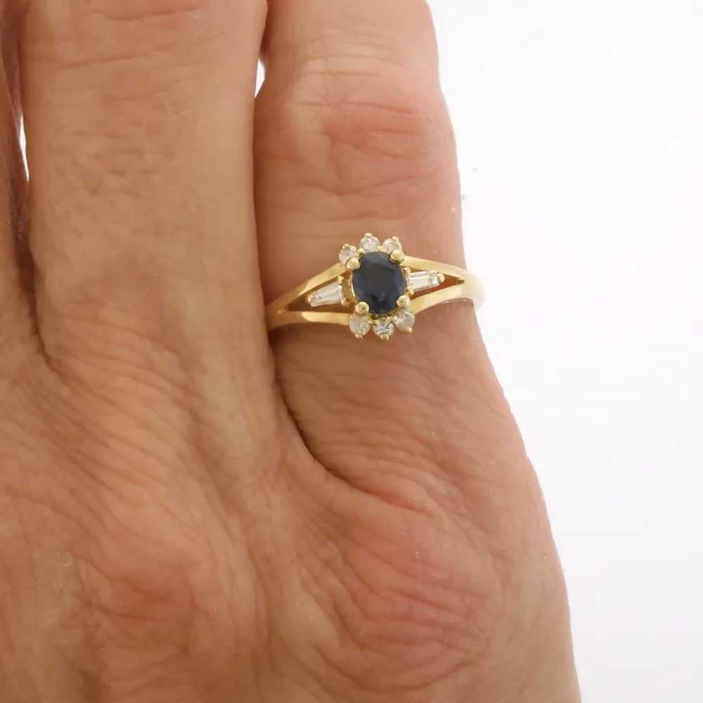 Vintage Natural Sapphire & Diamond Ring in 14k Ye… - image 6