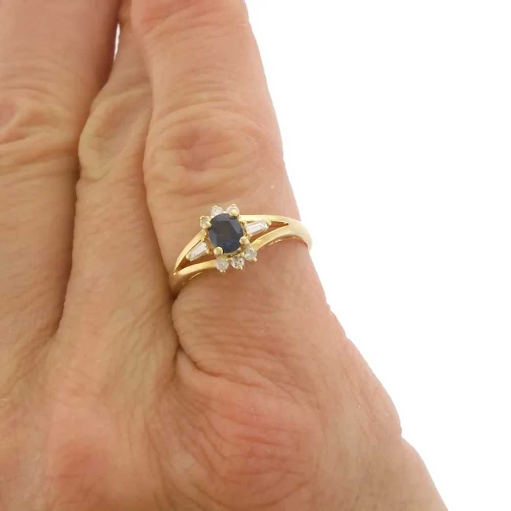 Vintage Natural Sapphire & Diamond Ring in 14k Ye… - image 7