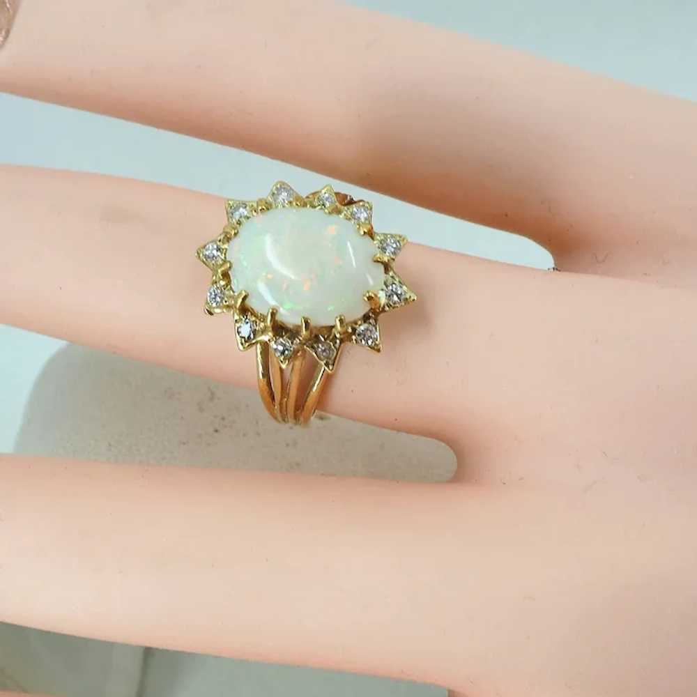 Edwardian era opal ring in solid gold with 12 nat… - image 10