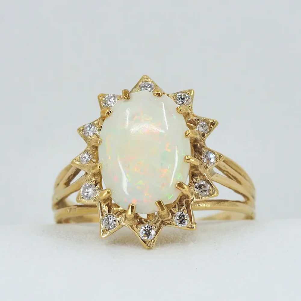 Edwardian era opal ring in solid gold with 12 nat… - image 2