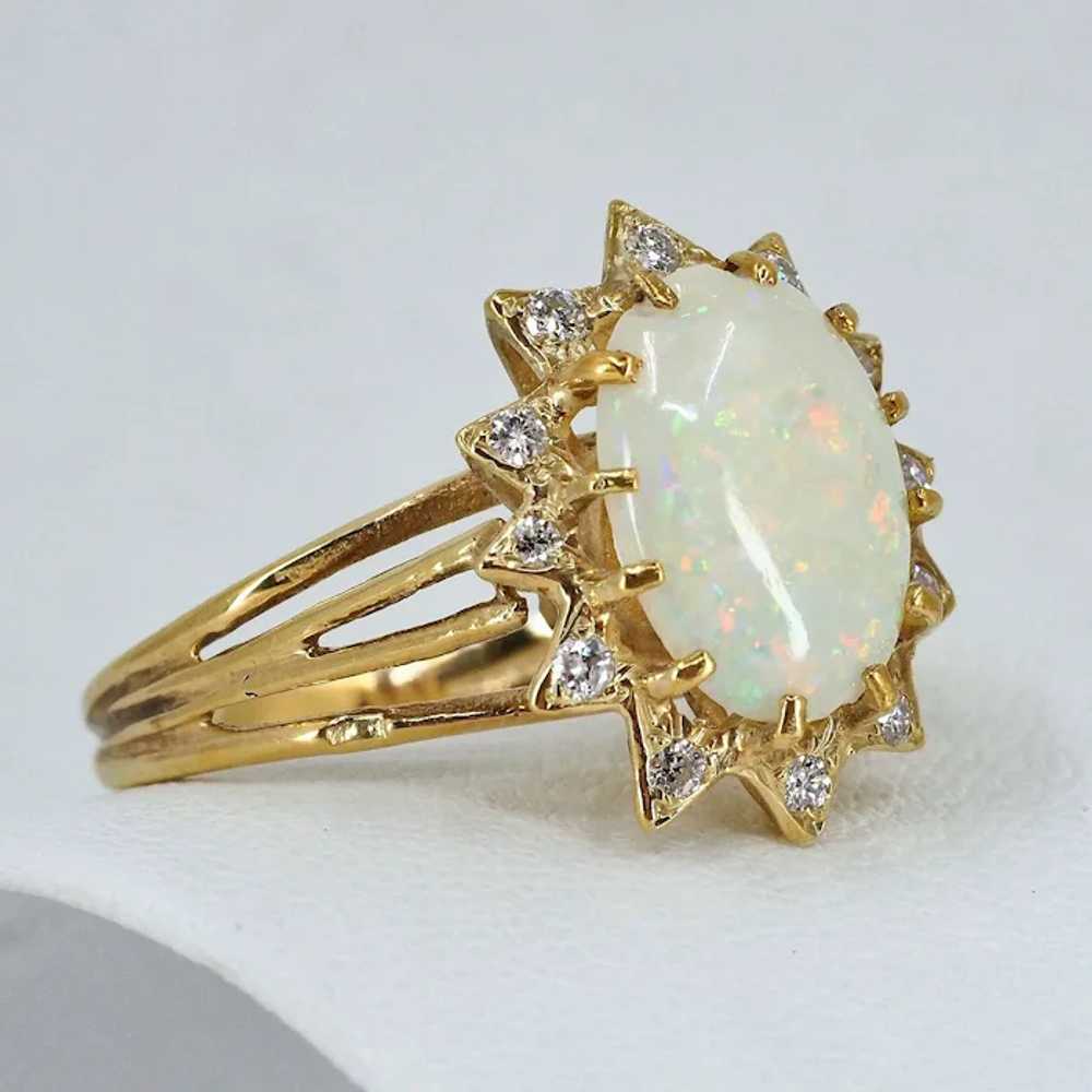 Edwardian era opal ring in solid gold with 12 nat… - image 4