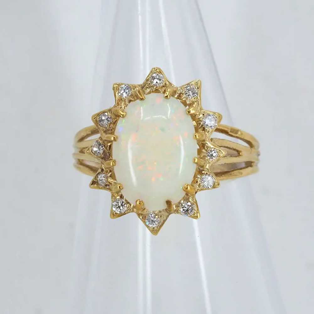 Edwardian era opal ring in solid gold with 12 nat… - image 6