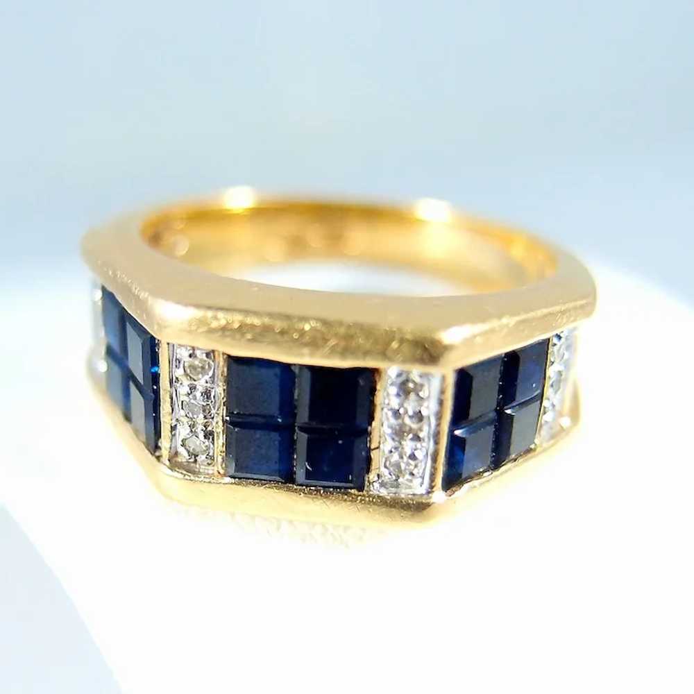 18K solid gold important ring with invisibly set … - image 7